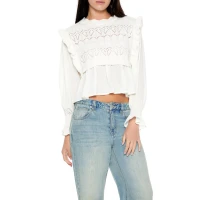 Scalloped Sweater-Knit Combo Top