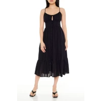 Striped Cutout Bow Midi Dress