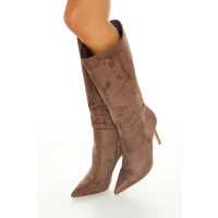 Knee-High Faux Suede Stiletto Boots