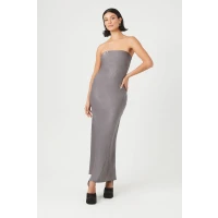 Satin Strapless Maxi Dress