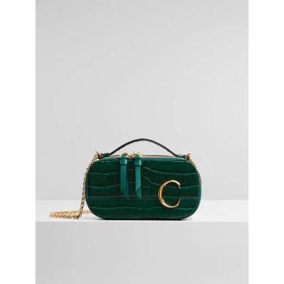 Chloe C Mini Vanity Bag In Embossed Croco Effect On Calfskin