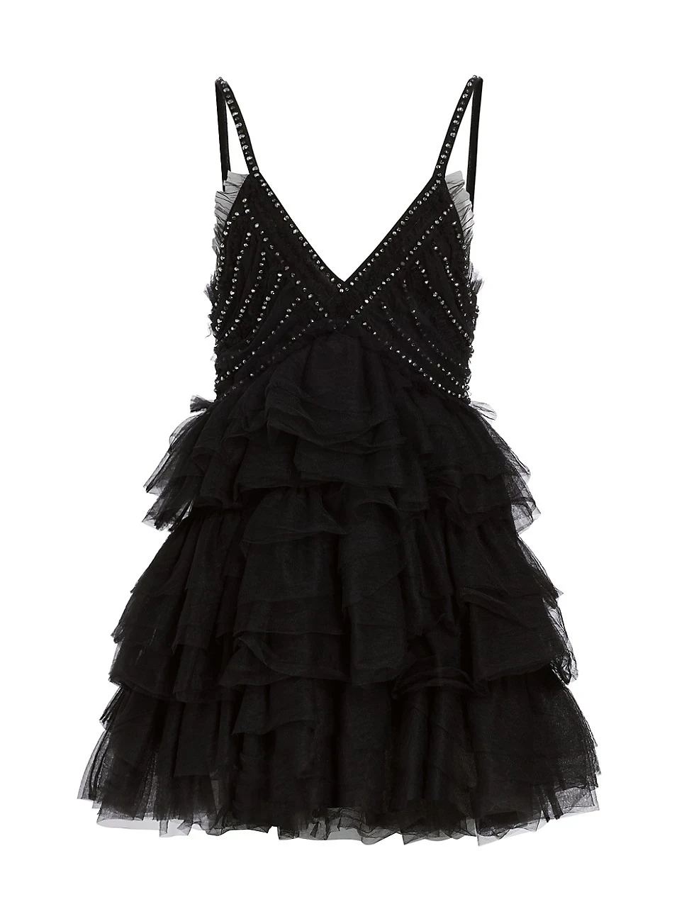 Womens Jude Bead-Embellished Tulle Minidress - Black -