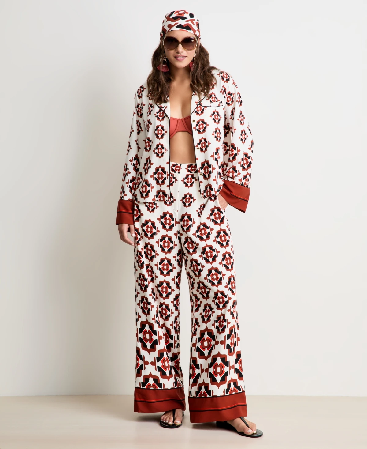 On 34th Women's Medallion-Print Wide-Leg Pants