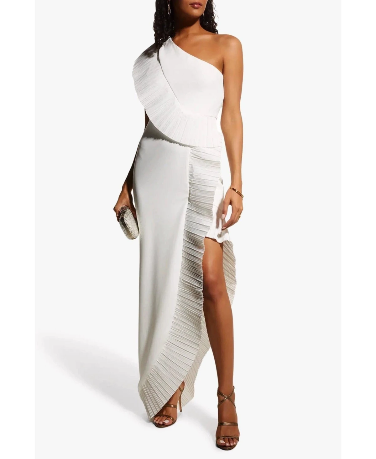 One33 Social Women's The Mercer Pleated Ruffle Gown - White