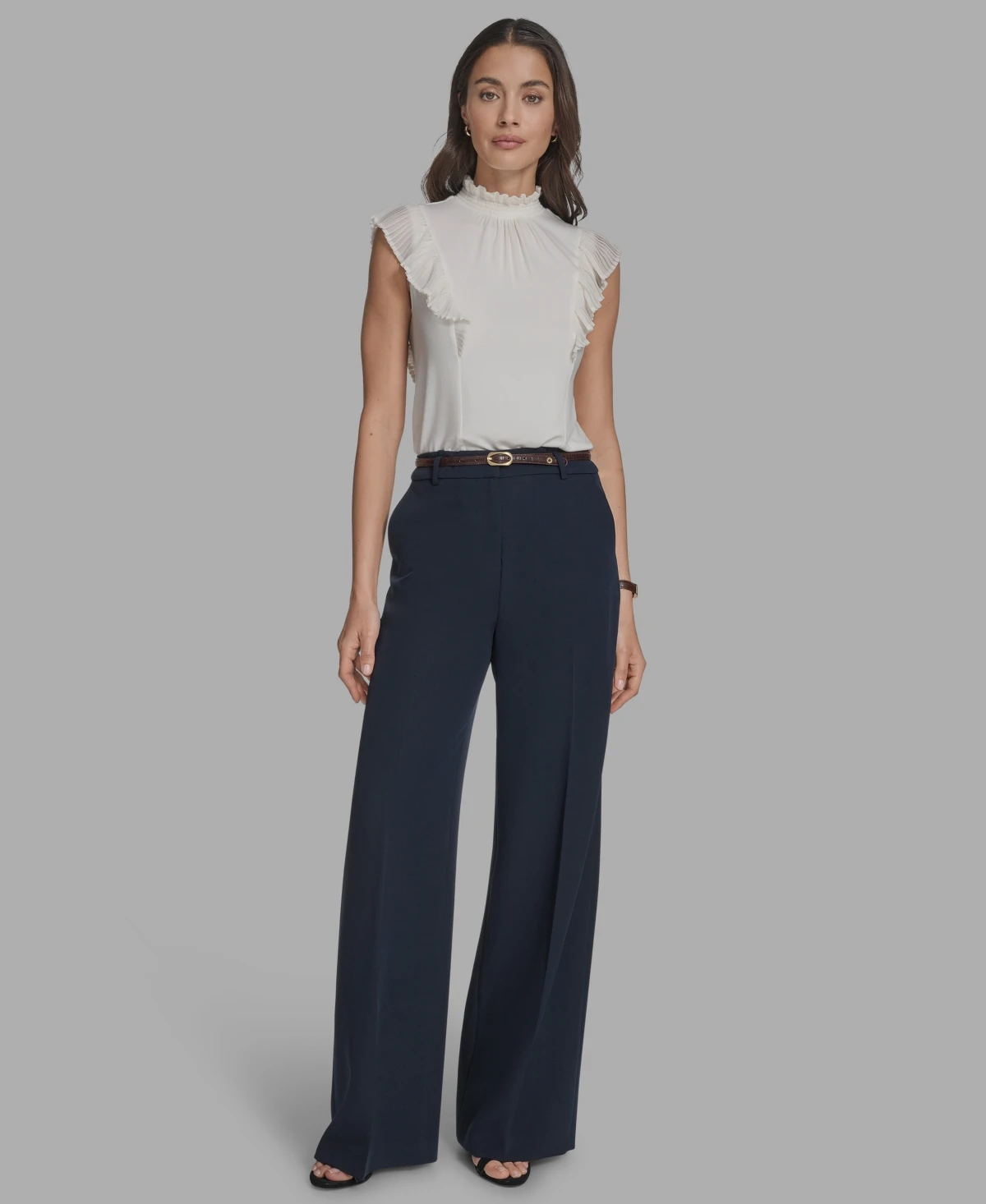 Bcbg Women's Belted Wide-Leg Pants - Deep Sea