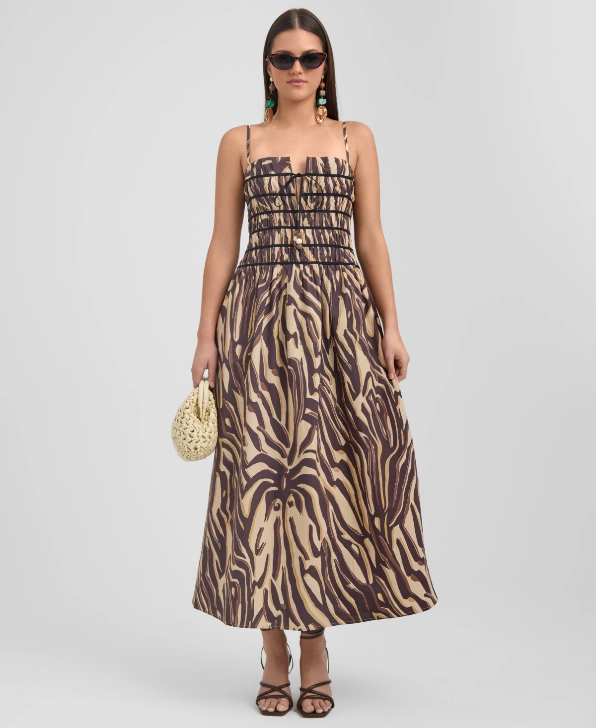Rachel Rachel Roy Women's Square Neck Maxi Dress - Brown Abstract Animal