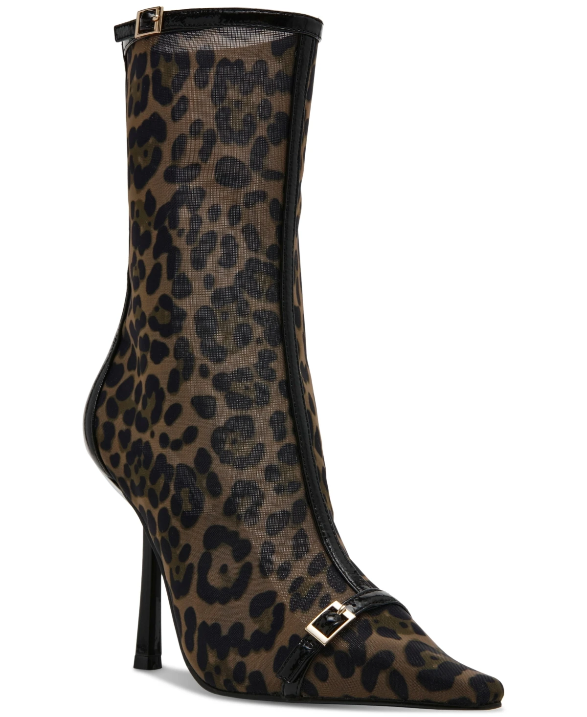 Ashlin Buckled Mesh Dress Booties - Leopard Mesh