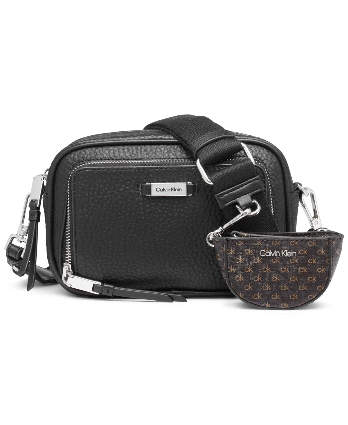 Calvin Klein Zulle Top Zipper Camera Bag with Signature Hang Off - Black/Silver