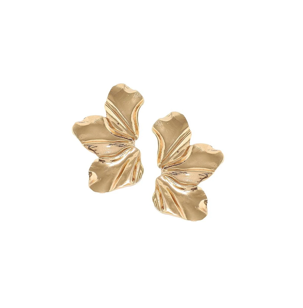 Sohi Women's Gold Metallic Flora Drop Earrings - Gold