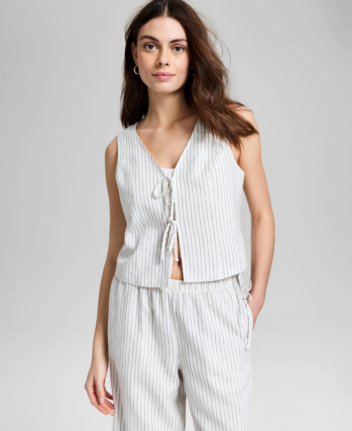 And Now This Women's Striped Tie-Front Vest