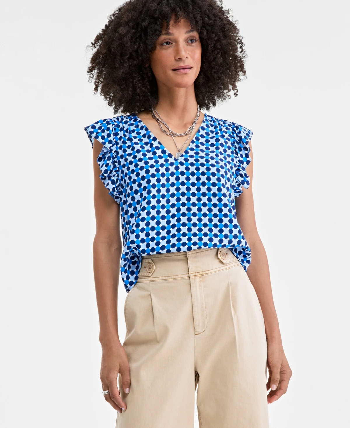 On 34th Women's Textured Sleeveless Ruffle Femme Top