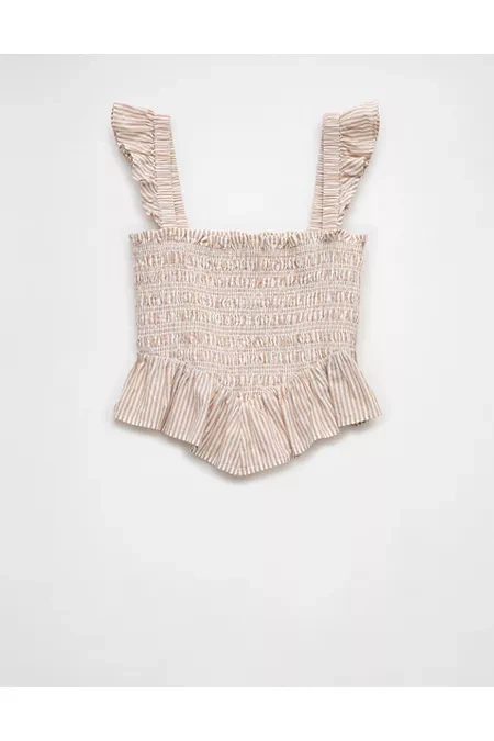 AE Bella Smocked Crop Top Women's Brown