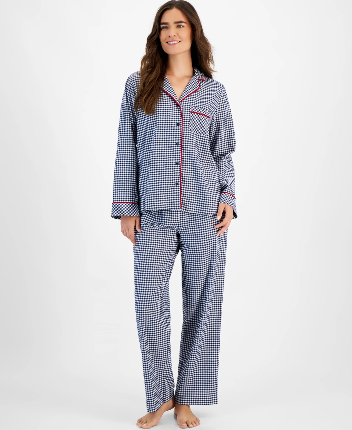 Charter Club Women's 2-Pc. Cotton Flannel Packaged Pajamas Set, Created for Macy's - Gingham Check