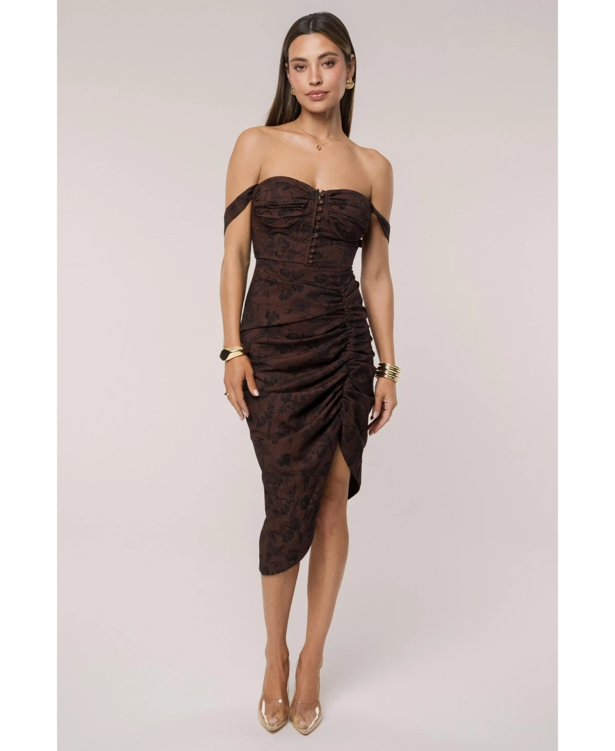 Jluxlabel Women's Florine Print Midi Dress - Brown/black