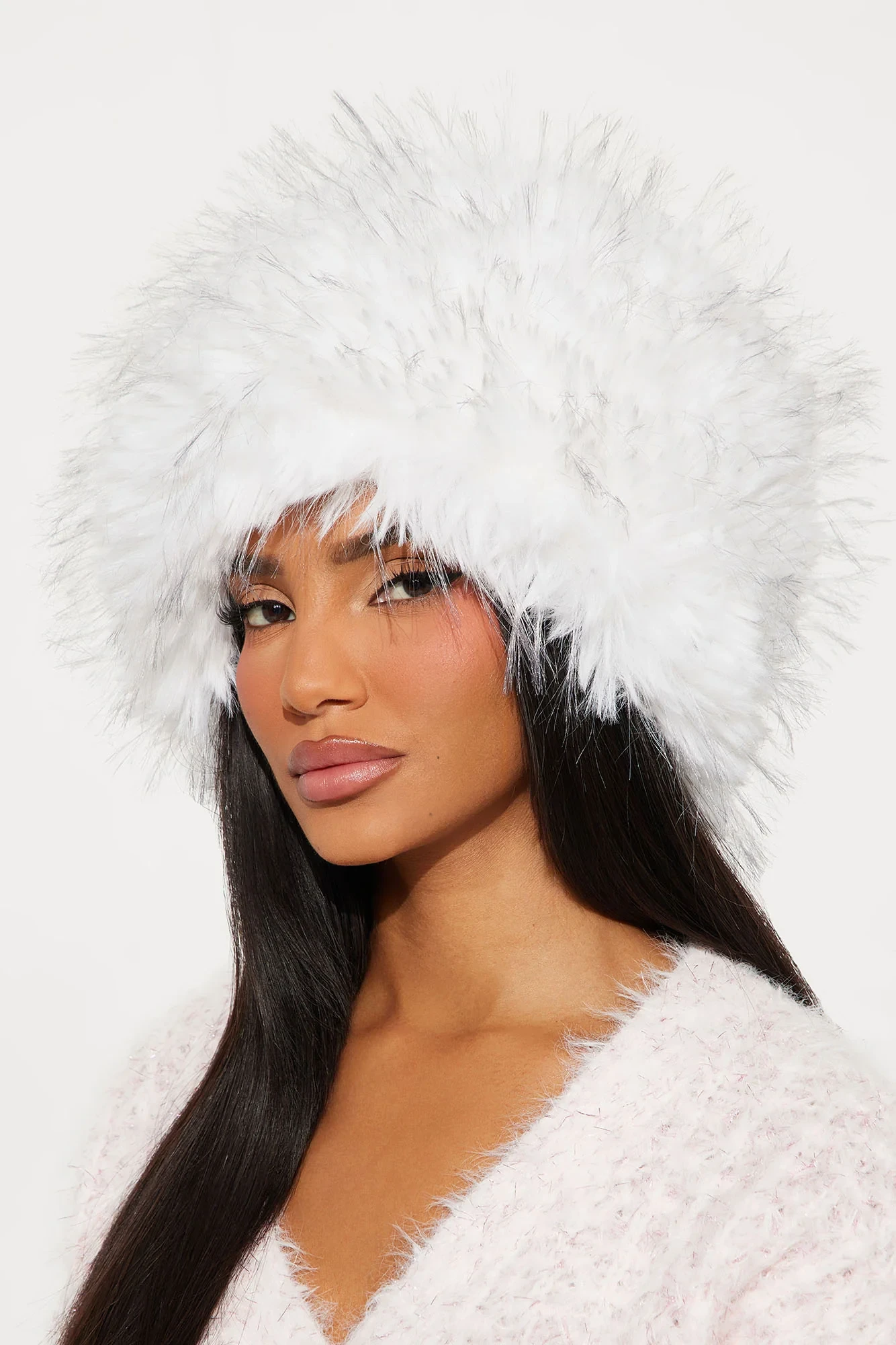 Swiss Alps Faux Fur Hat - White/combo