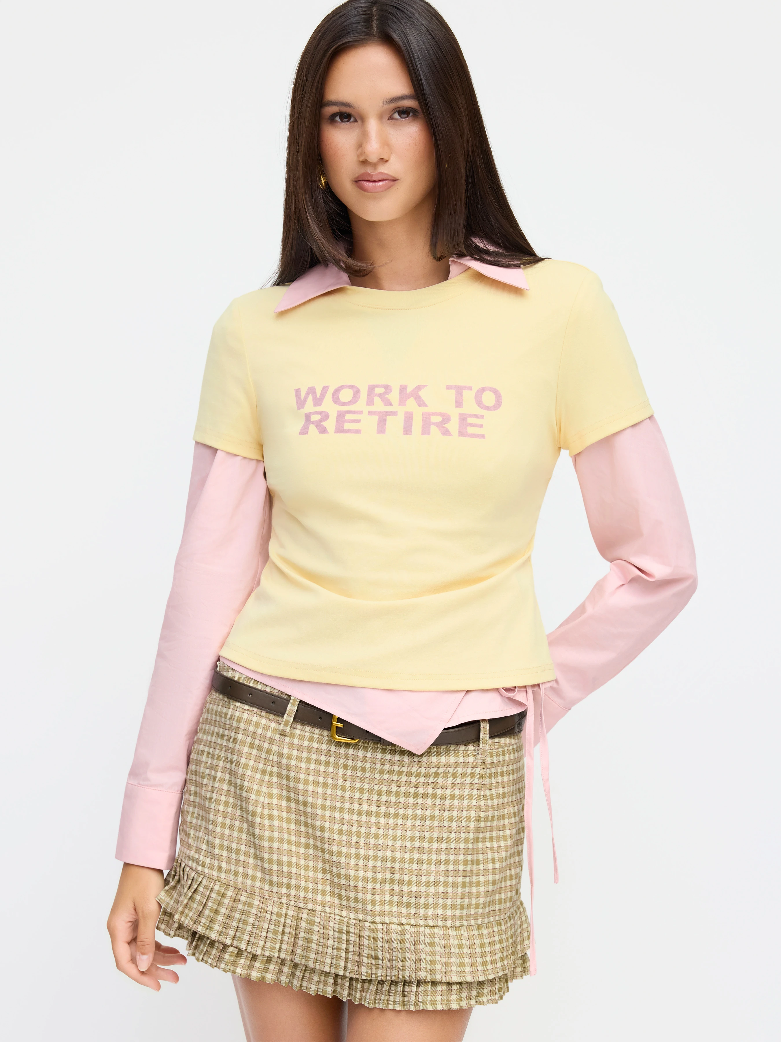 Knit Fabric Work To Retire Cotton-blend Round Neckline Short Sleeve Tee For Daily Casual