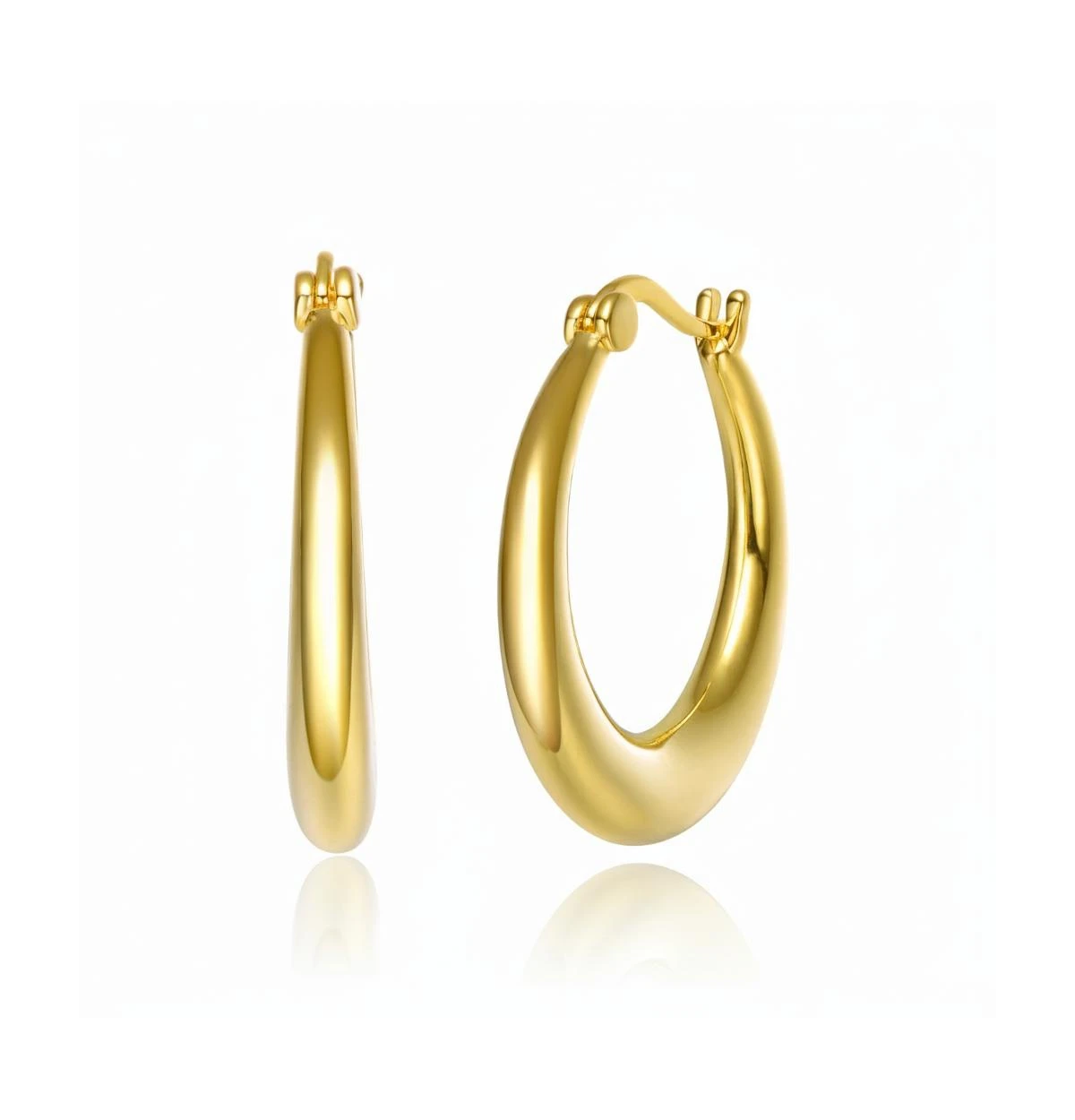 14K Gold Plated Large Hoop Earrings - Gold