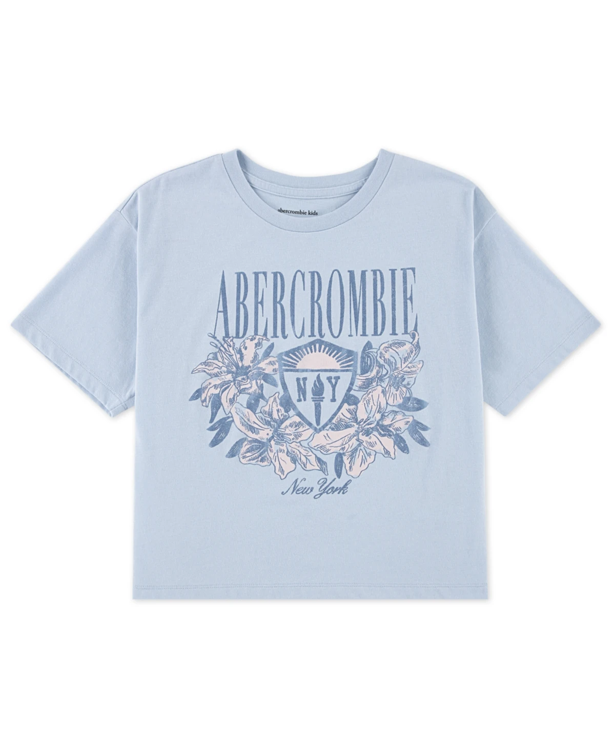 abercrombie kids Girls Floral Ny Crest Boxy T-Shirt - Skyway