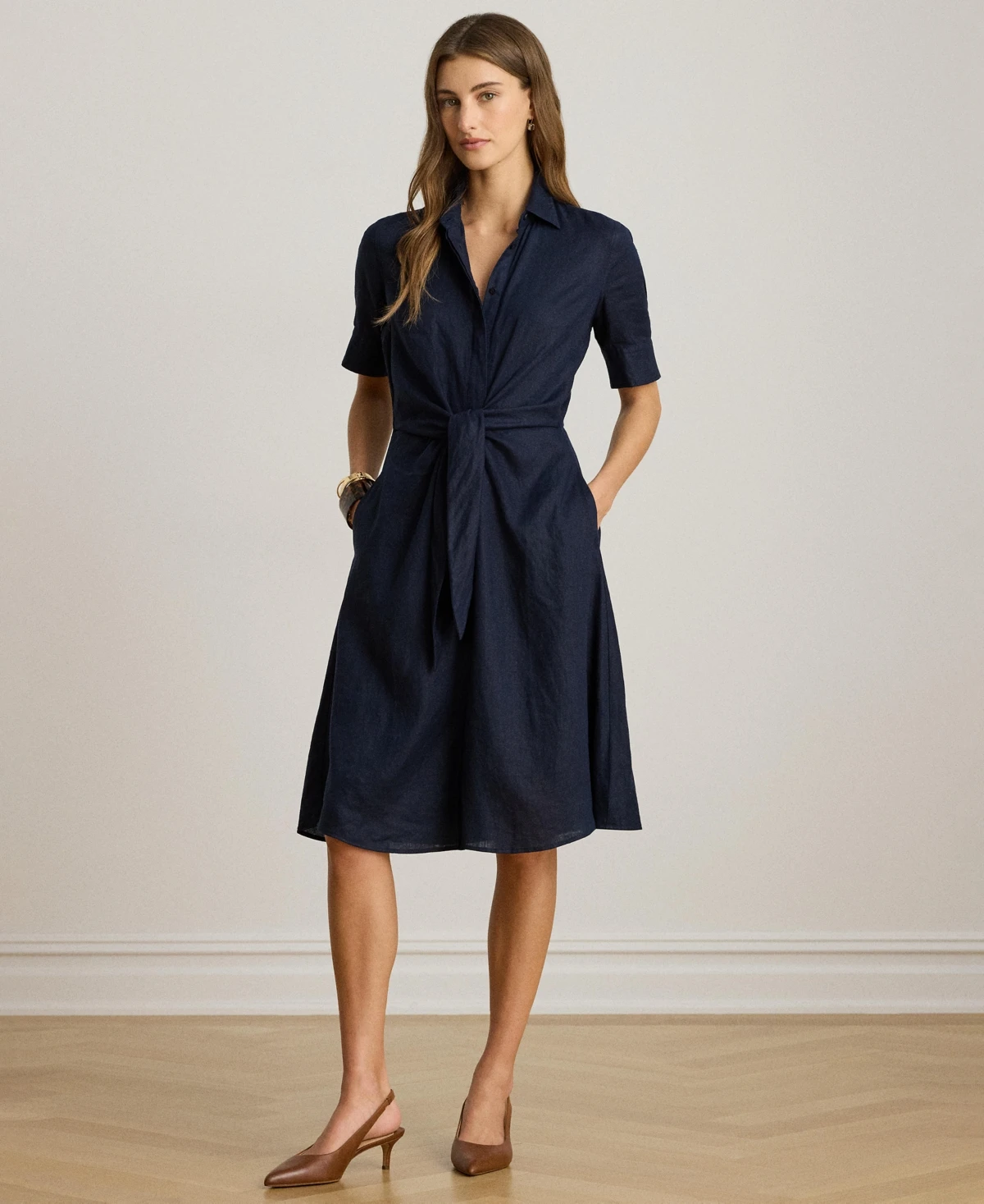 Lauren Ralph Lauren Women's Linen Shirtdress - Lauren Navy
