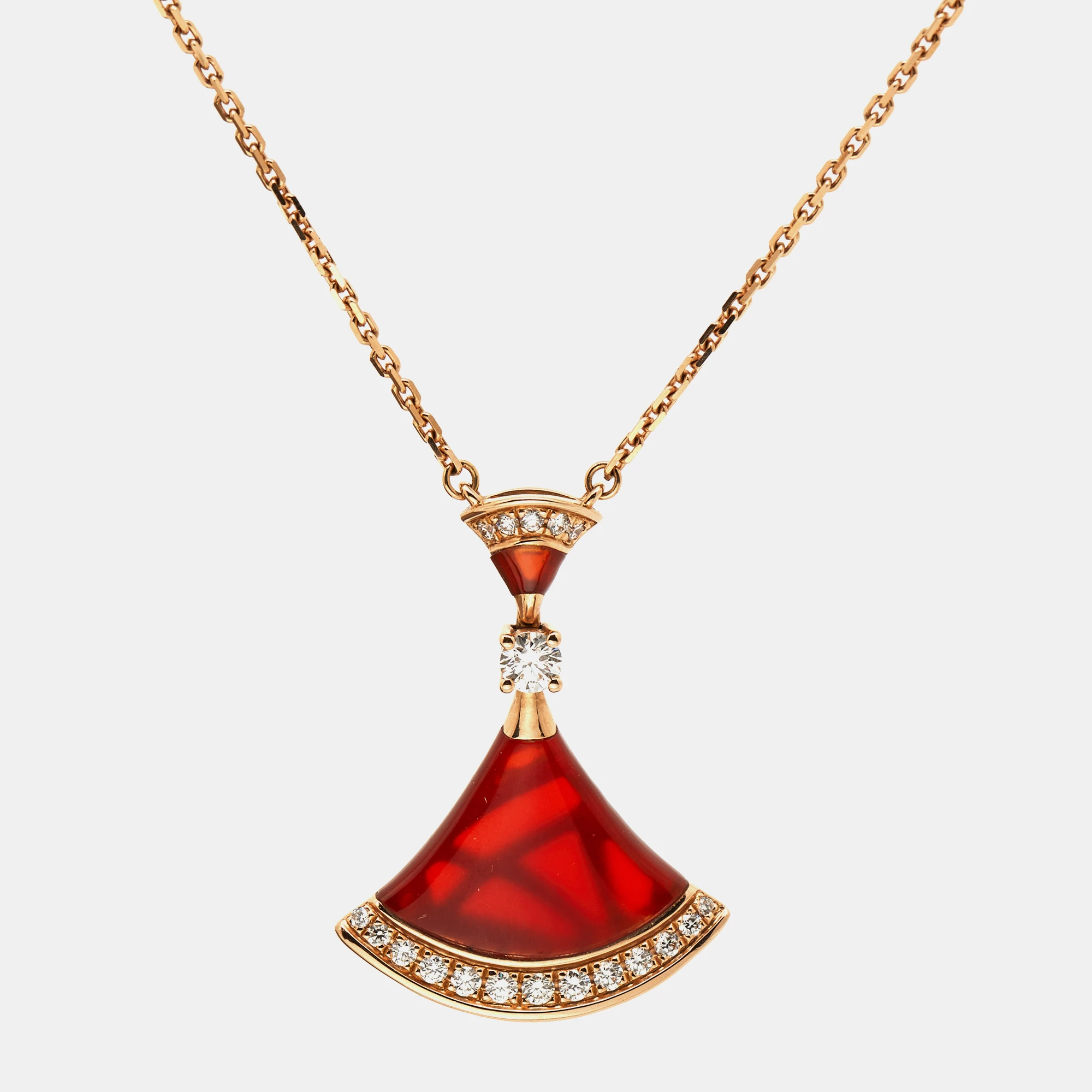 Bvlgari Divas Dream Carnelian Diamond 18k Rose Gold Necklace