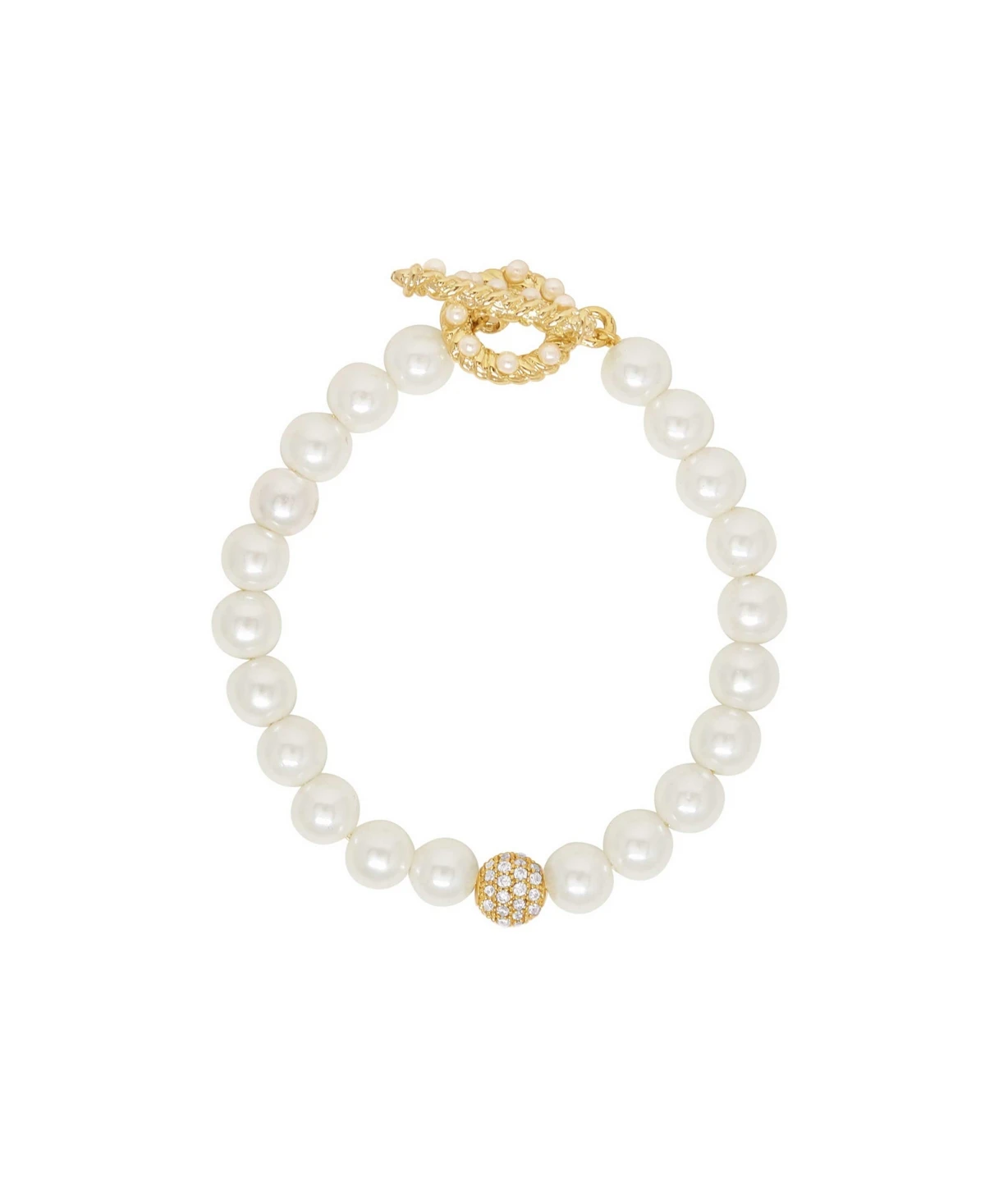 Ettika Pearl Beaded Toggle Bracelet - Gold Plated