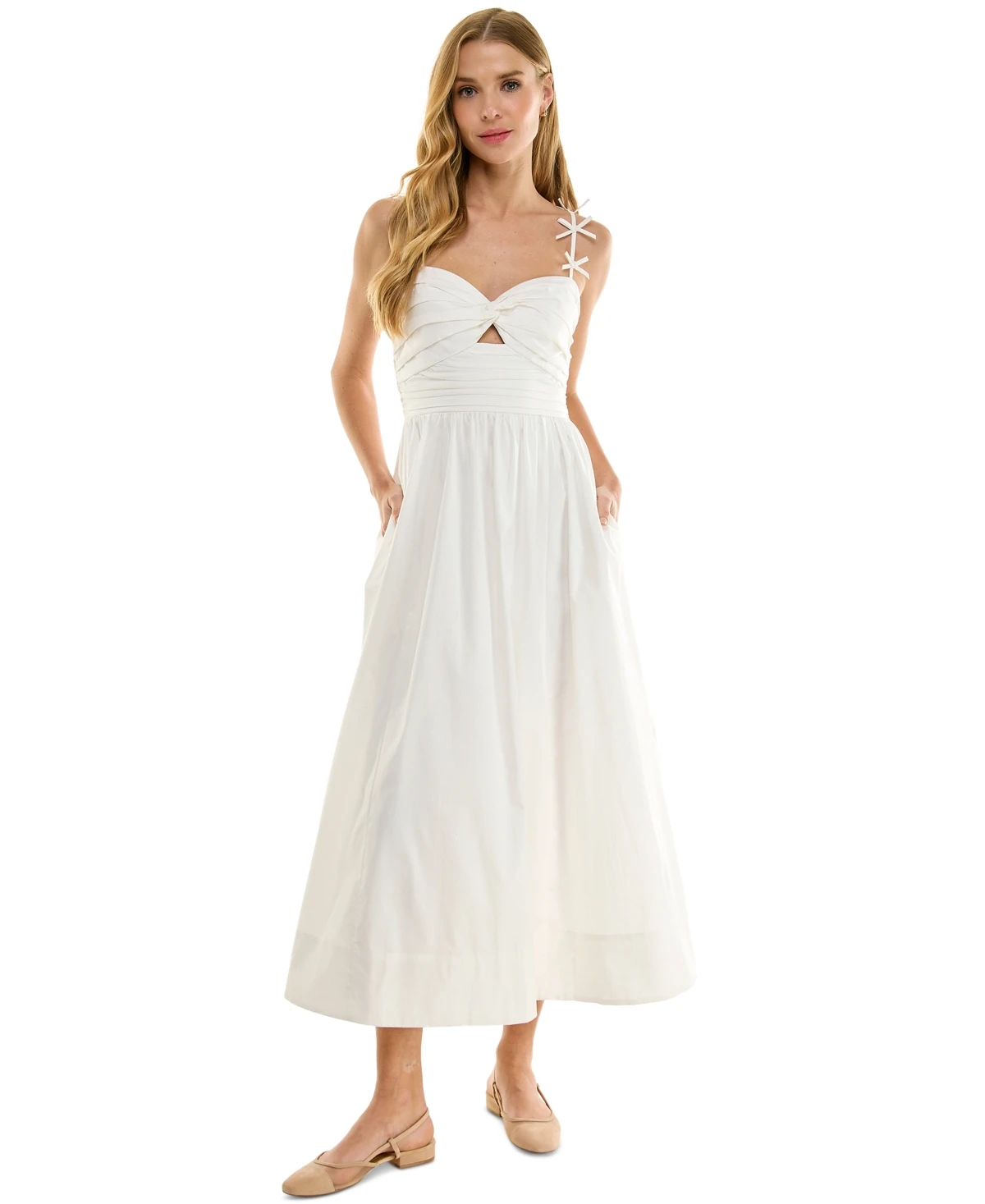 Juniors' Cut-Out Midi Dress - White