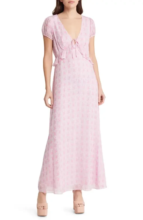 LoveShackFancy Lillian Floral Puff Sleeve Dress in Rose Patch at Nordstrom