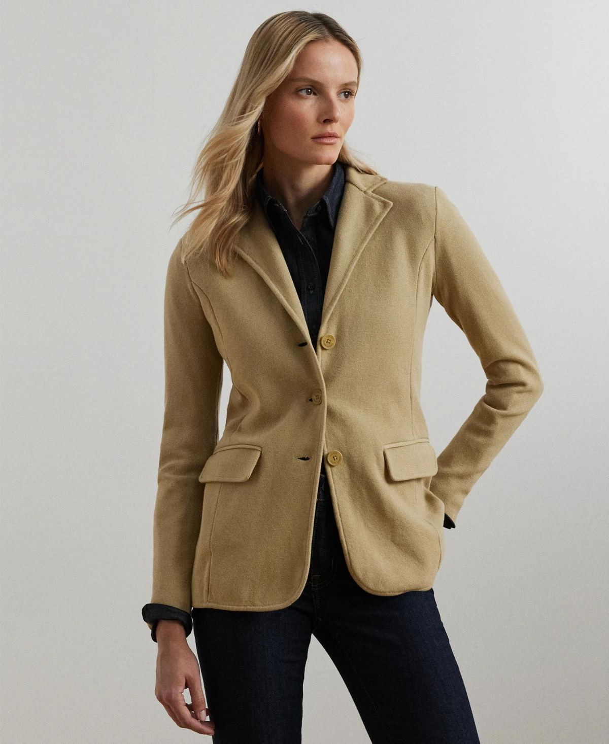 Sweater-Knit Blazer, Regular & Petite - Birch Tan