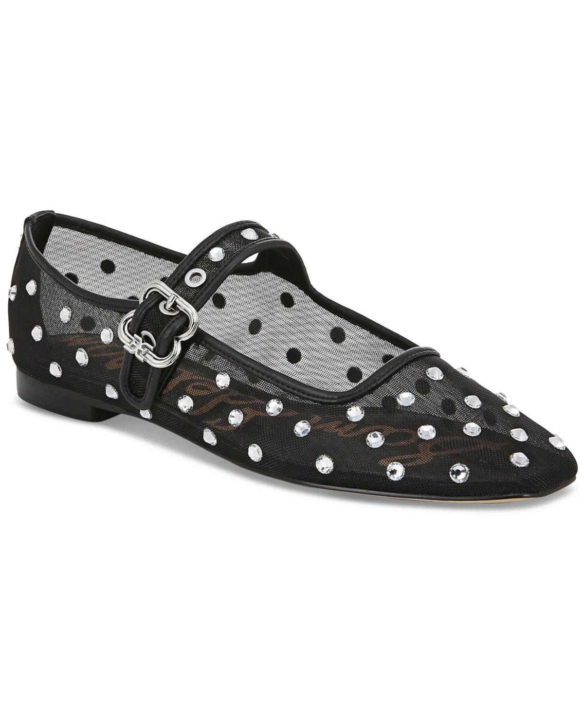 Sam Edelman Women's Michaela Shine Mary Jane Flats - Black Mesh