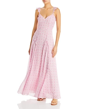 LoveShackFancy Tulonne Floral Print Ruffle Dress