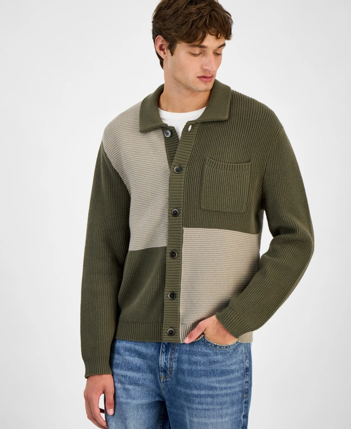 Sun + Stone Men's Colorblocked Cardigan
