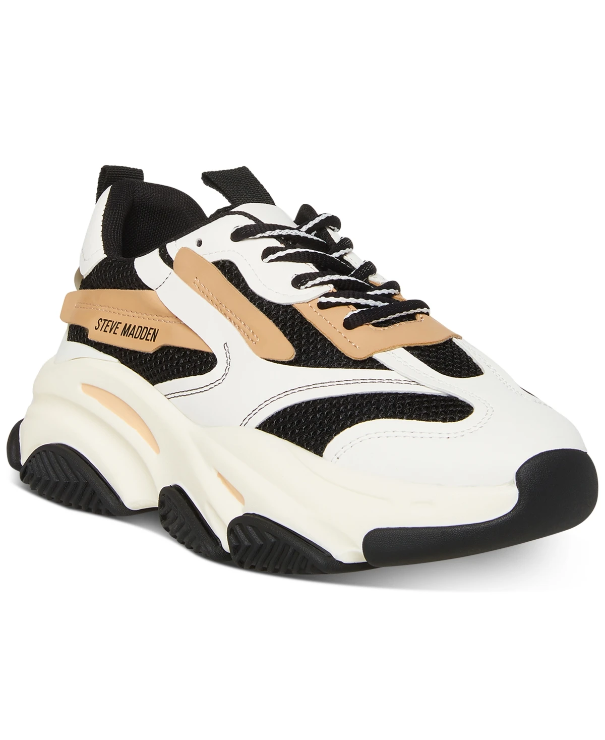 Steve Madden Women's Possession Chunky Lace-Up Sneakers - Black/Tan