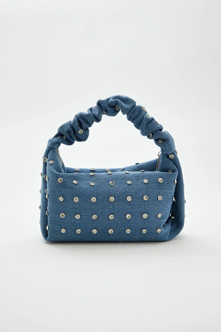 Faux Gem Denim Handbag
