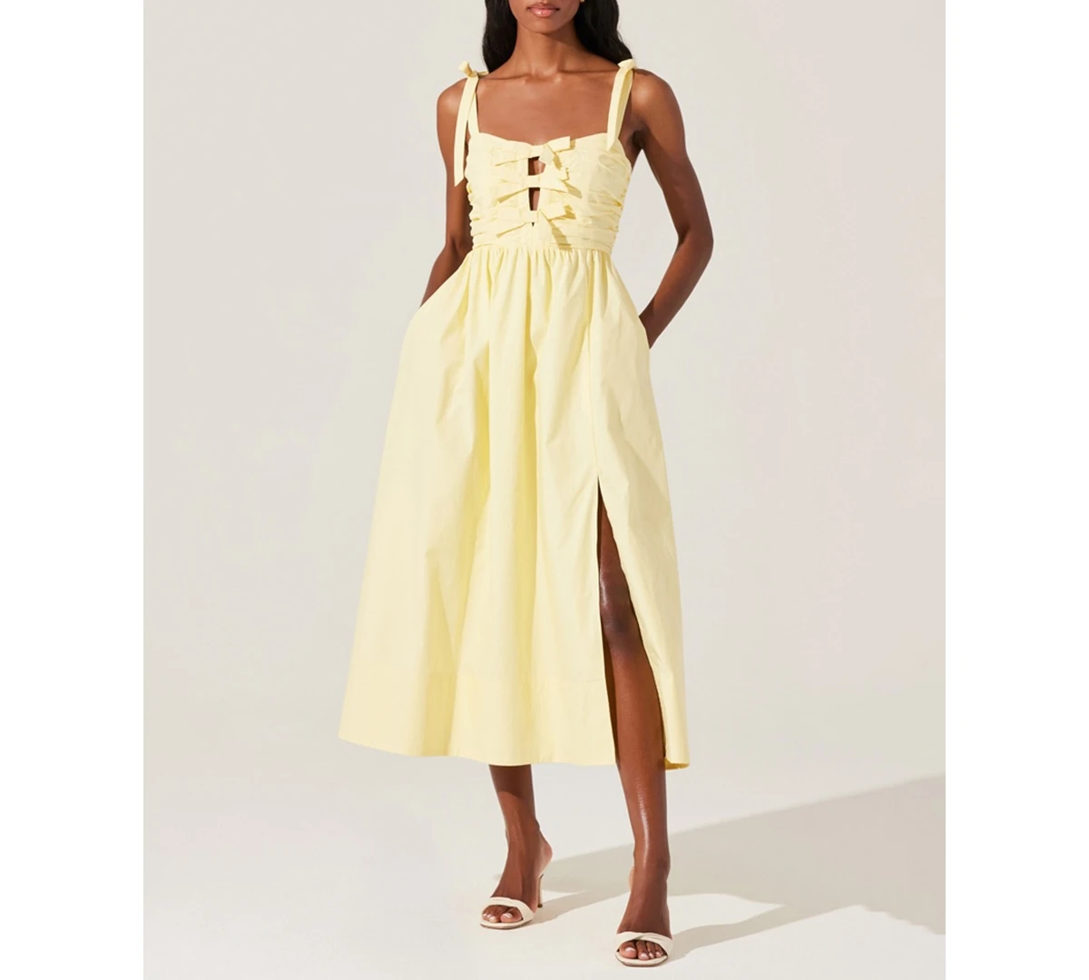 Astr the Label Women's Helia Cotton Midi Dress - Butter Yellow