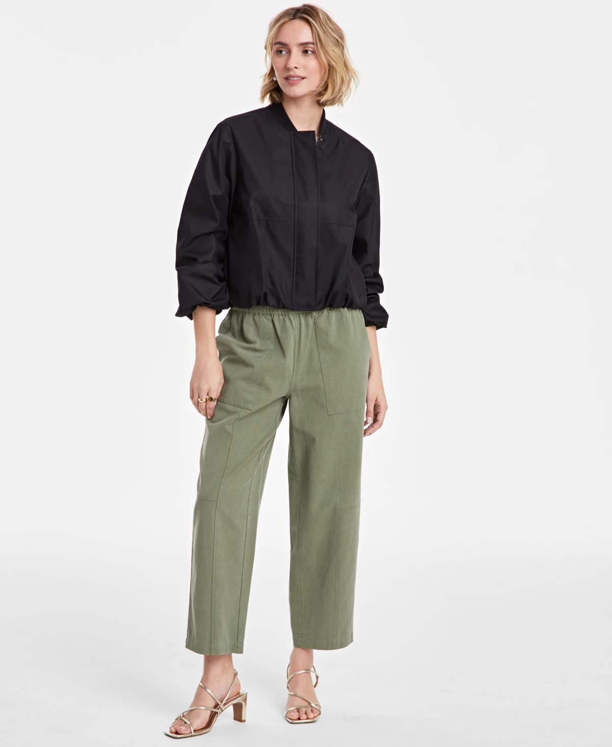 Women's Twill Bubble-Hem Bomber Jacket