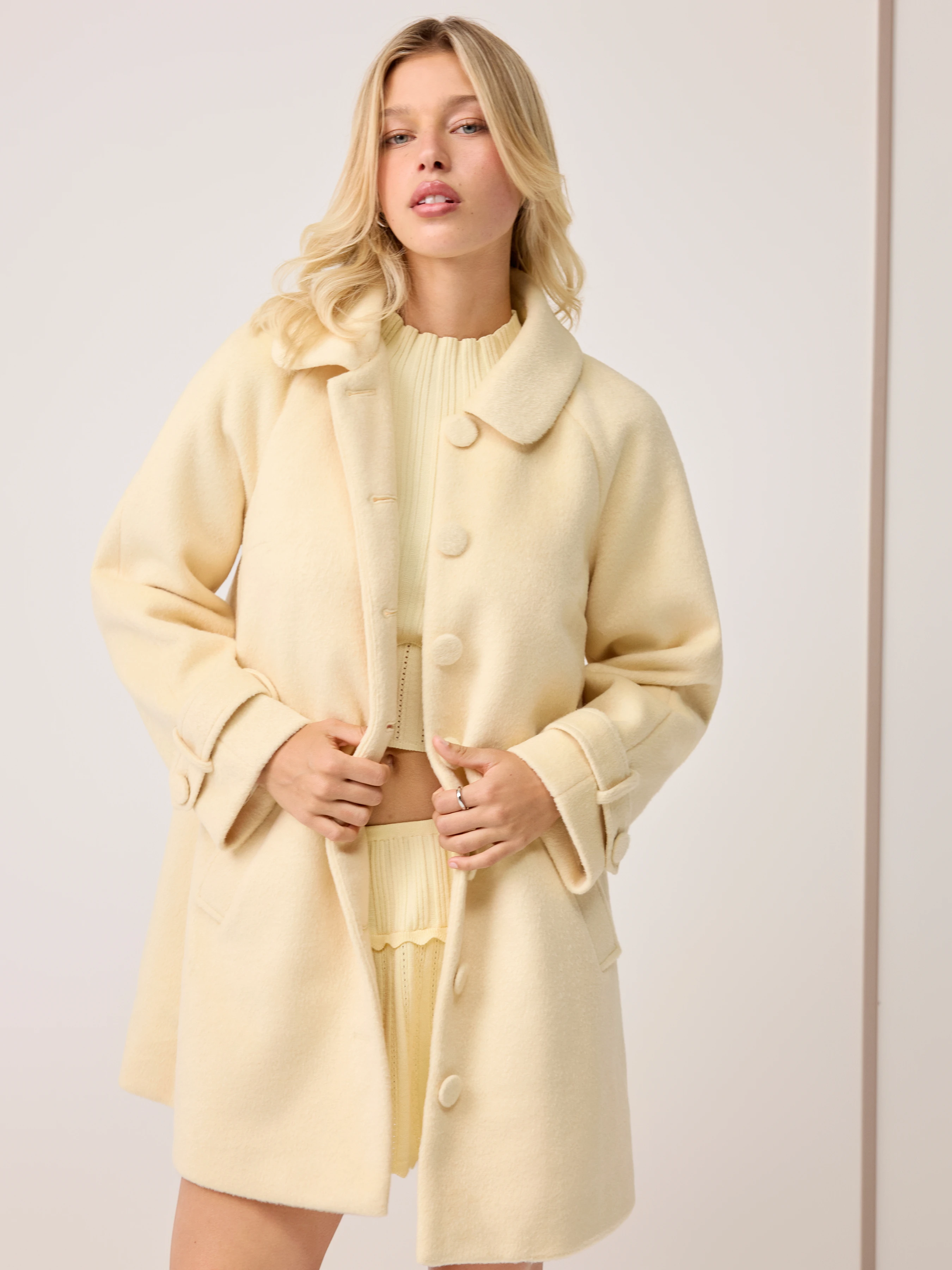 Wool-like fabrics Wool-blend Collar Button Pocket Oversized Shacket For Daily Casual