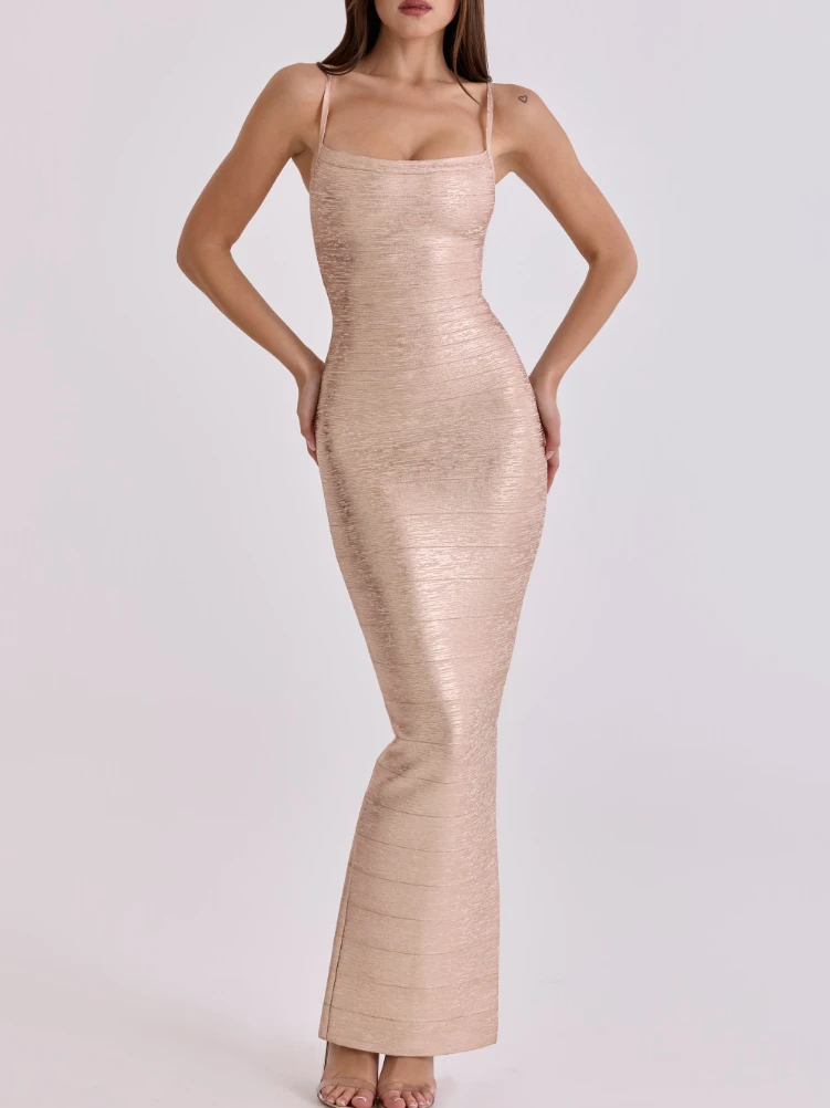 THE BODY Champagne Bandage Maxi Dress | Nordstrom