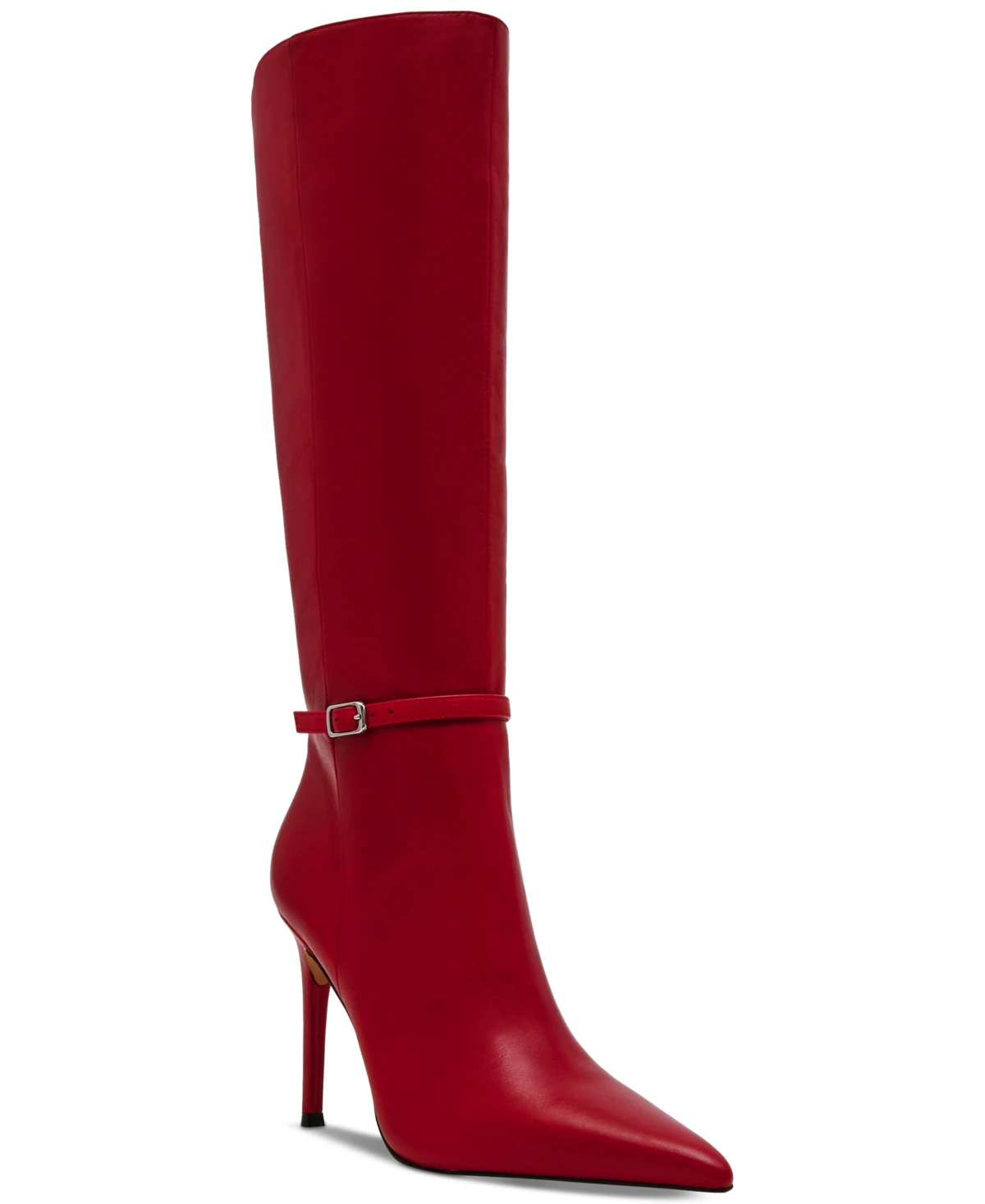 Steve Madden Women's Voca Wide-Calf Stiletto Tall Dress Boots - Red Leather