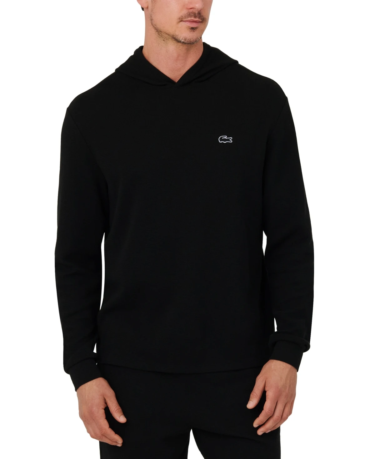 Lacoste Men's Thermal Sleep Waffle Hoodie - Black