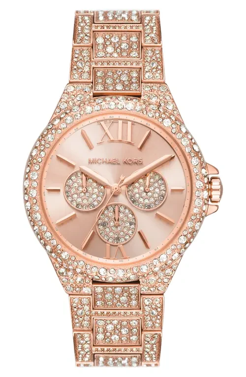 MICHAEL Michael Kors Camille Pav Multifunction Bracelet Watch, 42mm in Rose Gold at Nordstrom