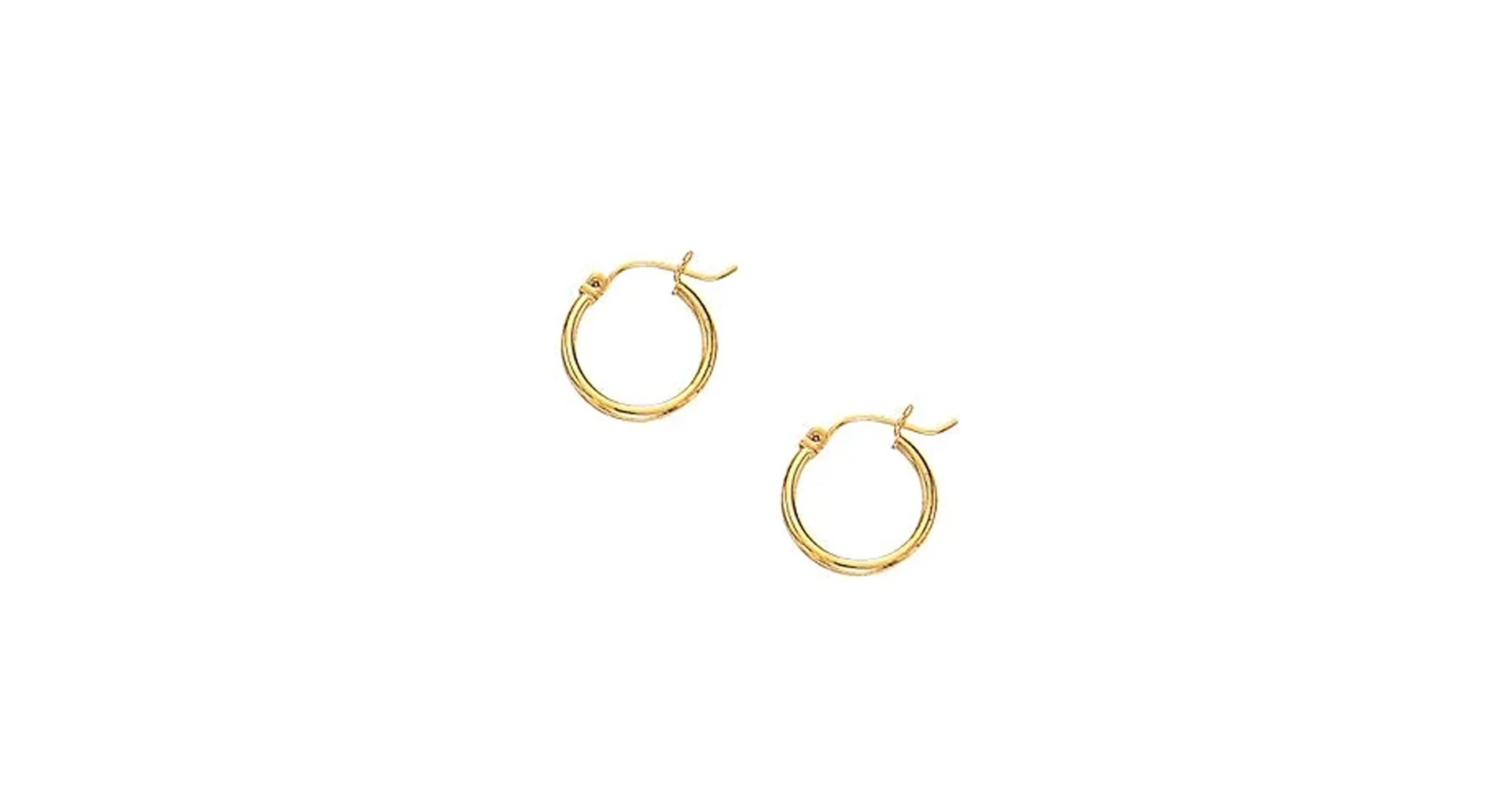 10k Yellow Gold Hoop Earrings - 2x15mm, (3/32" x 13/16 Inches)