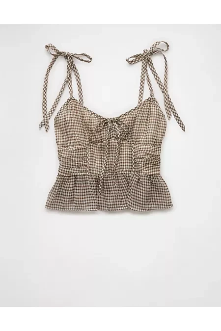 AE Corset Peplum Top Women's Brown