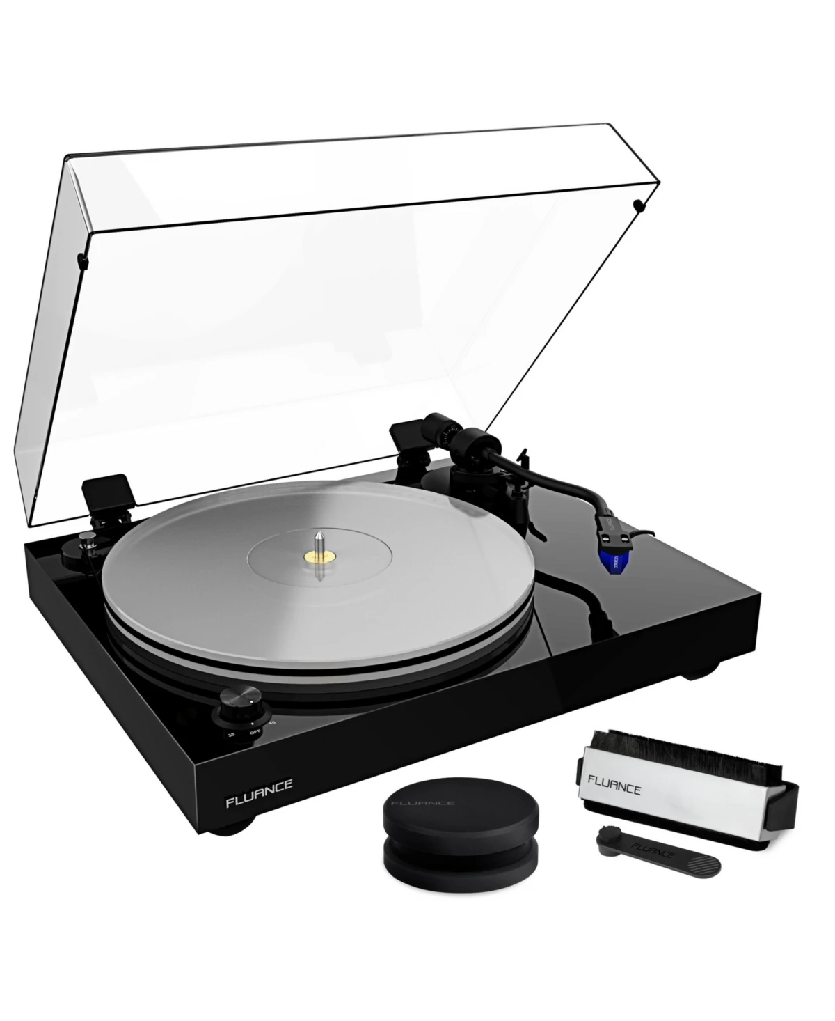 Fluance RT85 Reference High Fidelity Vinyl Turntable Record Player with Ortofon 2M Blue Cartridge, Acrylic Platter, Record Weight, 3 in 1 Stylus and R