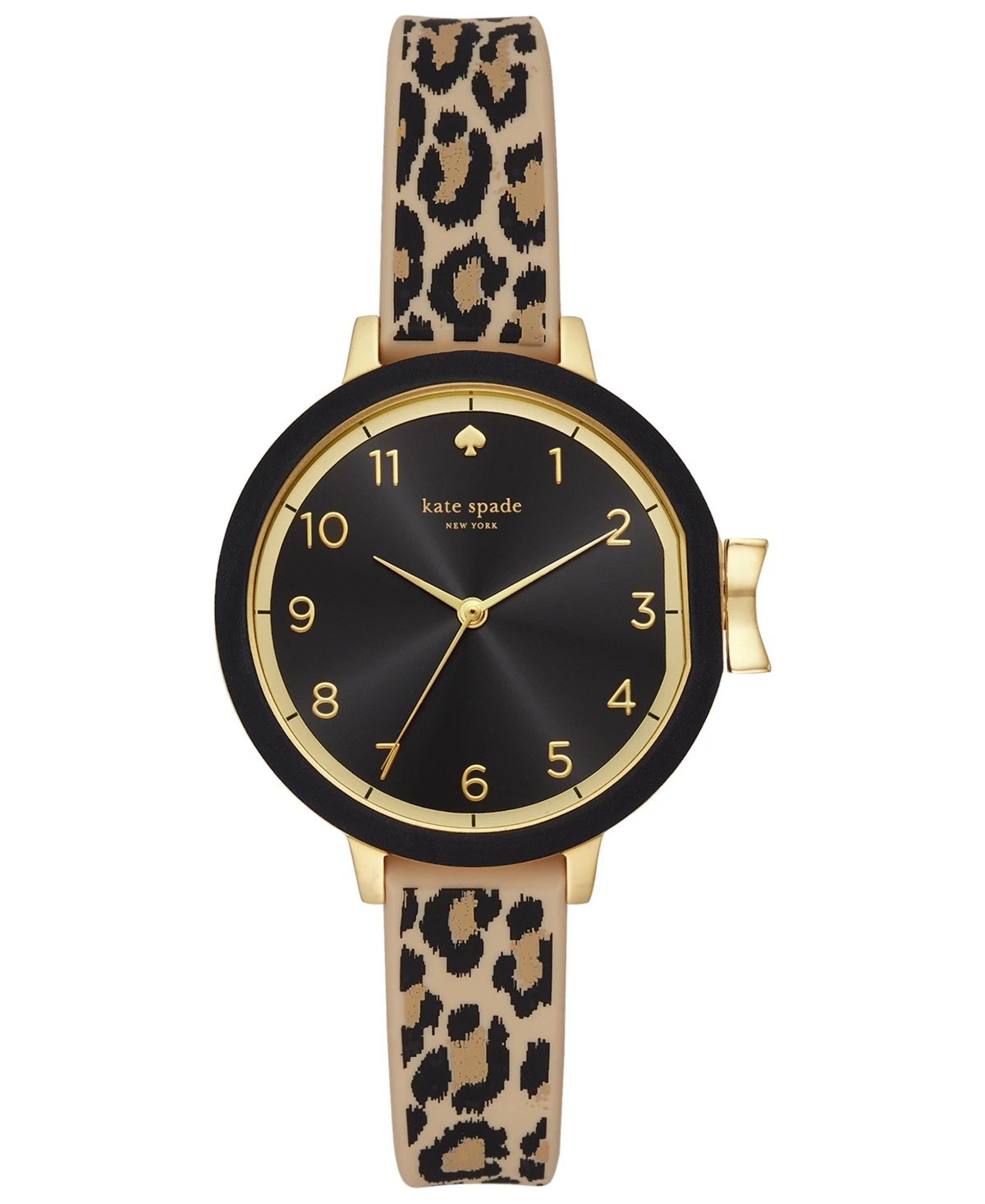 kate spade new york Women's Park Row Leopard Print Silicone Strap 34mm - Black/brown