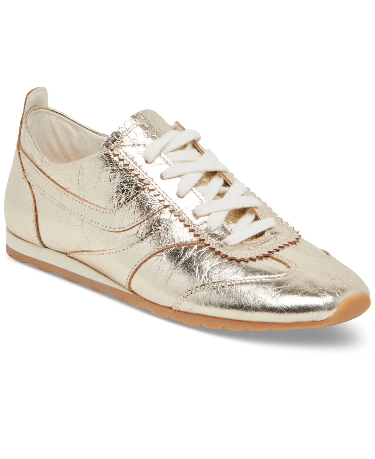 Dolce Vita Women's Delany Low Profile Lace-Up Sneakers - Light Gold Crinkle Patent
