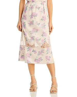 LoveShackFancy Fayette Lace Insert Floral Skirt