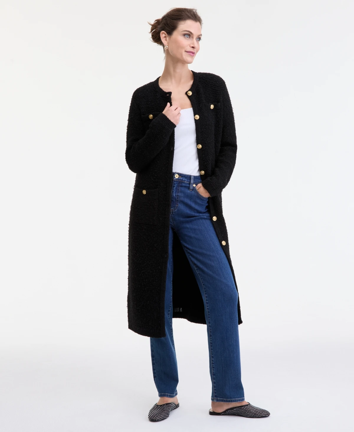 I.n.c. International Concepts Women's Boucle Duster Cardigan