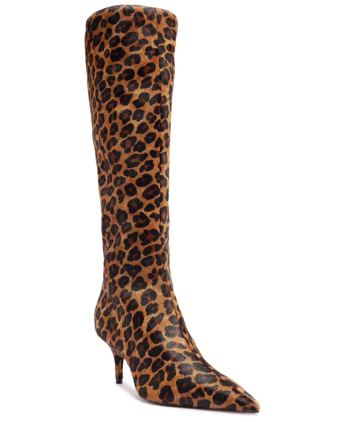 Arezzo Women's Sasha Low Stiletto To-The-Knee Boots - Natural leopard