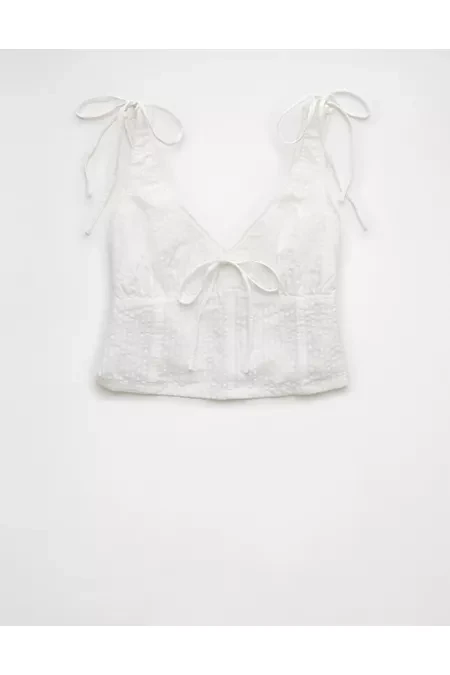 AE Tie Shoulder Corset Tank Top Women's White