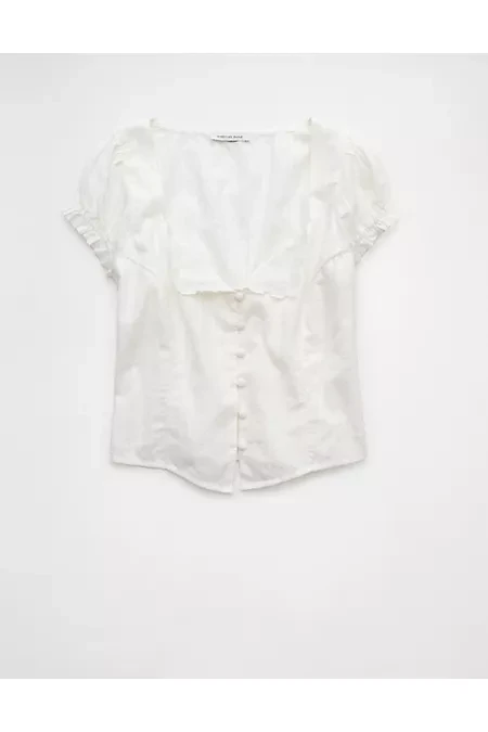 AE Cap-Sleeve Corset Blouse Women's White